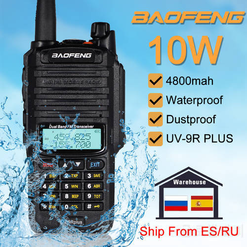 Baofeng UV-9R Plus Ham Radio Waterproof IP67 Dual Band VHF UHF FM Radio Transmitter Powerful 10W 128CH Walkie Talkie UV9R Plus