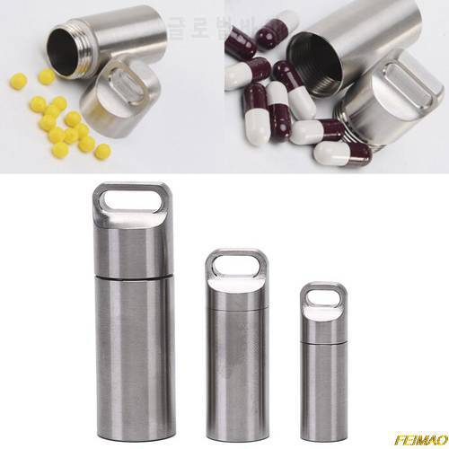 304 Stainless Steel Mini Sealed Cabin Outdoor Camping EDC Sealed Bottle Pendant Survival Waterproof Canister Capsule Pill Box