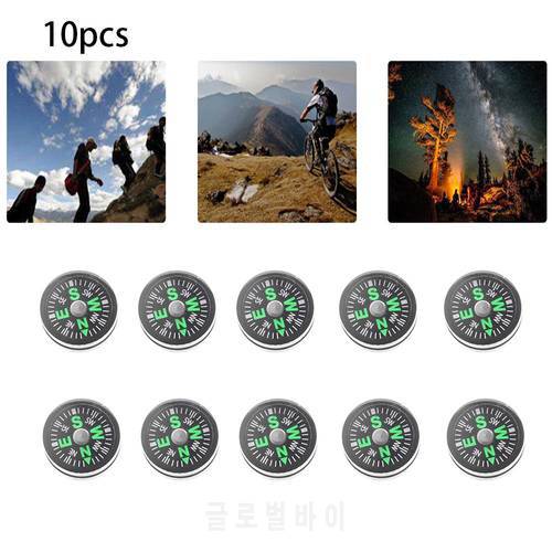 10pcs Portable Mini Travel Camping Hiking North Navigation Handheld Accurate Survival Compass Button Design Practical Guider