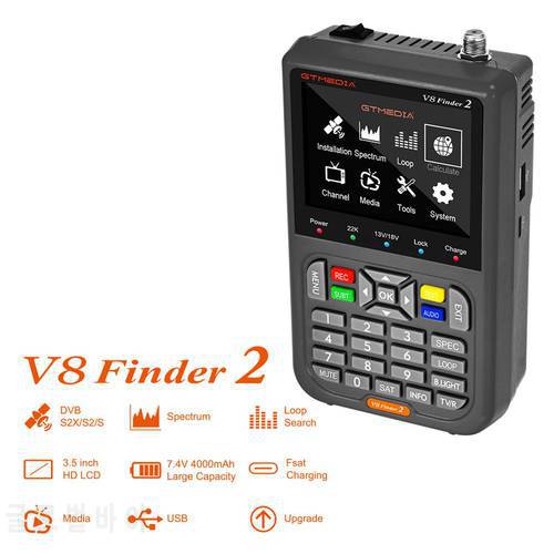 V8 Finder2 Meter Satellite Signal Finder Dvb-s2x/s2/s Wifi 2.4g Digital 1080p Hd Star Finder Compatible For Youtube