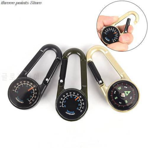High Quality Mini Compass + Thermometer + Snap Hook 3-in-1 Multifunctional Hiking Metal Carabiner Sensitive Guide