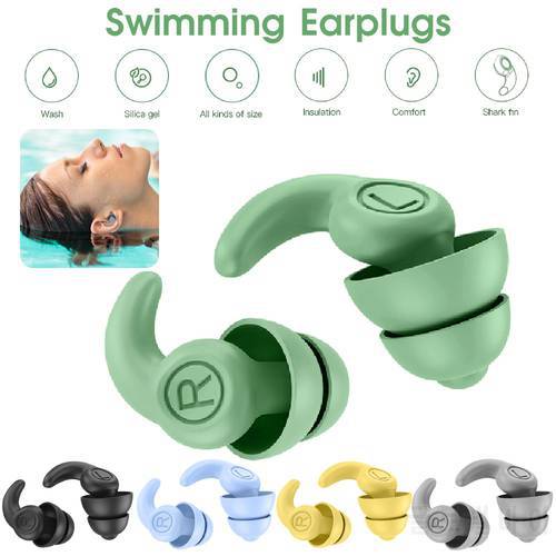 1 Pair Silicone Soft Ear Plug Sound Swimming Waterproof Plug Earplug Headset For Travel Sleep Study Noise Reduction