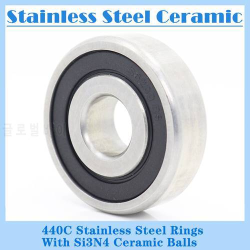 Bearings 6200 6201 6202 ( 1 PC ) 440C Stainless Steel Rings With Si3N4 Ceramic Balls Bearing S6200 S6201 S6202