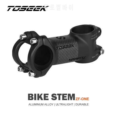 TOSEEK ZF-ONE Carbon Bike Stem 10/17Degree Mountain Bike Stem 31.8mm Handlebar Stems 60/70/80/90/100mm BMX MTB Parts