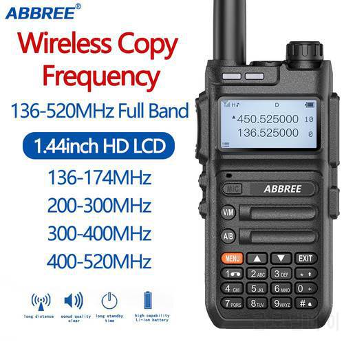 ABBREE AR-F5 Wireless Copy Frequency Walkie Talkie Full Band 136-520MHz Portable CB Radio USB Charging Two Way Radio