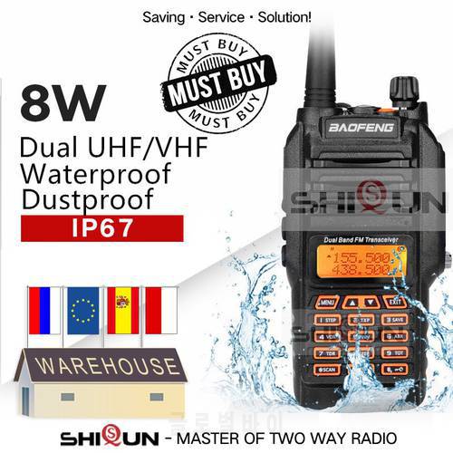 Baofeng Walkie Talkie UV-9R Ham Radio IP67 Waterproof Dual Band 136-174/400-520MHz 10KM 8W 10 KM UV-82 UV-5R UV 82 5R UV 9R Plus