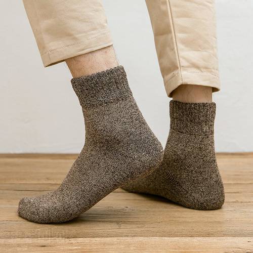 Winter Warm Merino Wool Male Men Socks Women Socks Super Thicker Solid Socks Merino Wool Rabbit Socks Against Cold Snow 1pair