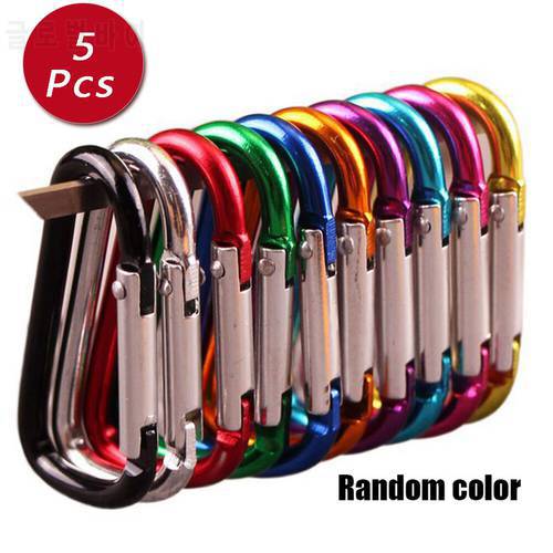 5Pcs Colorful Aluminium Alloy Safety Buckle Keychain Climbing Button Carabiner Camping Hiking Hook Outdoor Sports Accessories