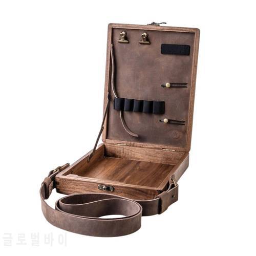 Writers Messenger Wood Box Retro Shoulder Bag A5 Wooden Outdoor Painting Briefcase Home Decor Art Gift Handbags Backpack