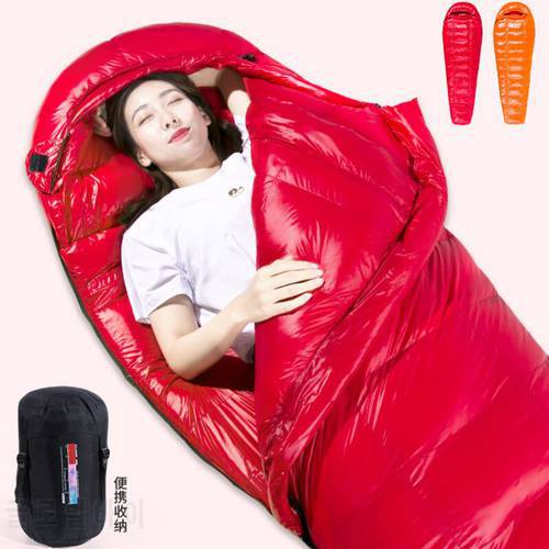 Goose Down Sleeping Bag Mummy Style Filling 400g/600G Waterproof Windproof Portable For Travel Hiking Camping Equipment