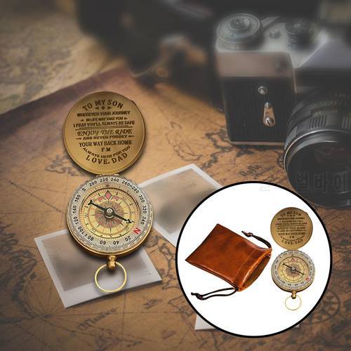 Portable Compass, Fluorescence Flip Open Compass Brass Copper for Hiking Outdoor Gift