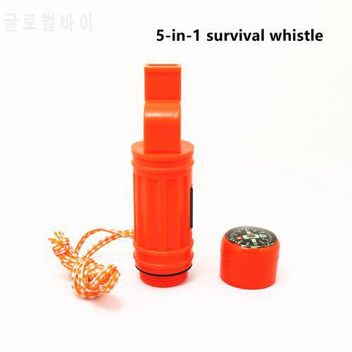 Mini 5-in-1 whistle, compass, thermometer, multi-function whistle, outdoor lifeguard whistle