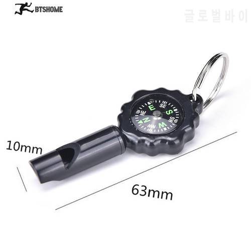 12 in 1 Whistle Keychain Compass for Outdoor Camping Hiking Useful Tools Black color Wholesale