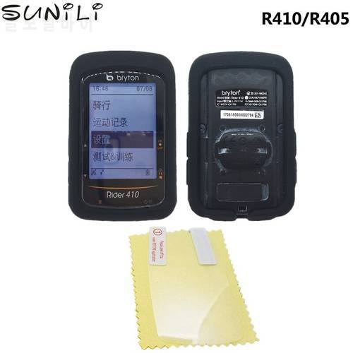 Sunili Bike Gel Skin Case & Screen Protector Cover for Bryton Rider 410 405 GPS Computer Quality Case Cover for Bryton R410 R405
