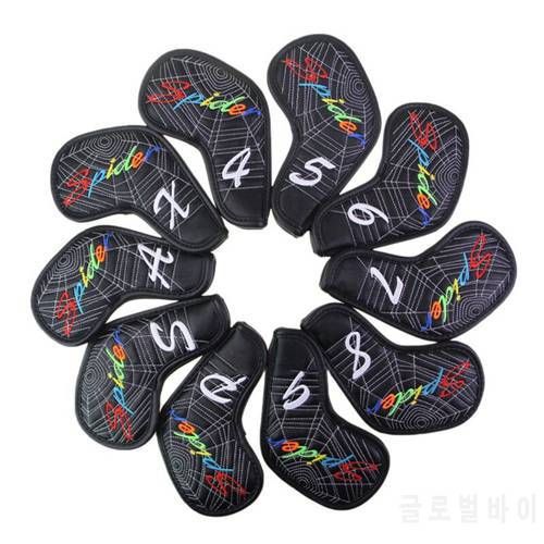 Golf Iron Cover Club Head Protective Cover Spider Web Embroidery Head Cover Golf Cap Cover Waterproof 10 Pcs/Group