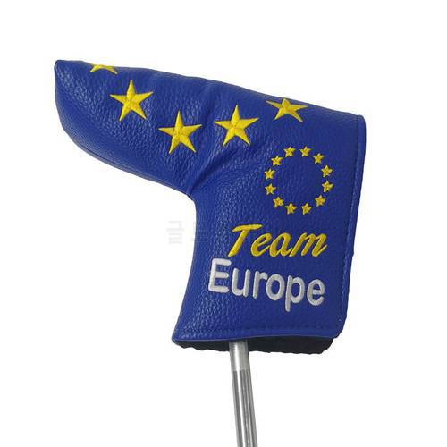 Europe Team Blade Cover Putter Headcover Golf Clubs Portector Covers Blue/yellow HOOK & LOOP