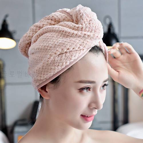 Micro Fiber Hair Towel Hair Drying Towels Quick Dry Hat Cap Twist Head Towel with Button Towel Hair Towel Dry Hat