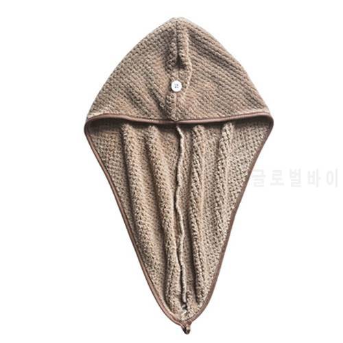 Hot Micro Fiber Hair Towel Hair Drying Towels Quick Dry Hat Cap Twist Head Towel with Button Towel Hair Towel Dry Hat