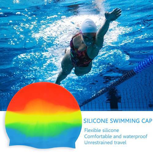 Waterproof Elastic Silicone SPA Swimming Hat Women Unisex Long Hair Bathing Cap Swimming Cap Stretch Drape Swim Pool Sport