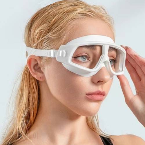 -1.5 To -10.0 Myopia Silicone Large Frame HD Clear Anti Fog Swimming Goggles Eyewear Custom Different Degree For Left Right Eyes