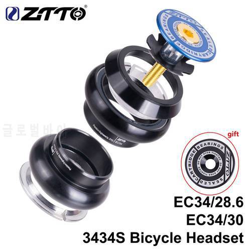 ZTTO MTB Bike Road Bicycle Headset 3434S 34mm EC34 CNC 1 1/8 28.6 Straight Tube fork Internal 34 Conventional Threadless Headset