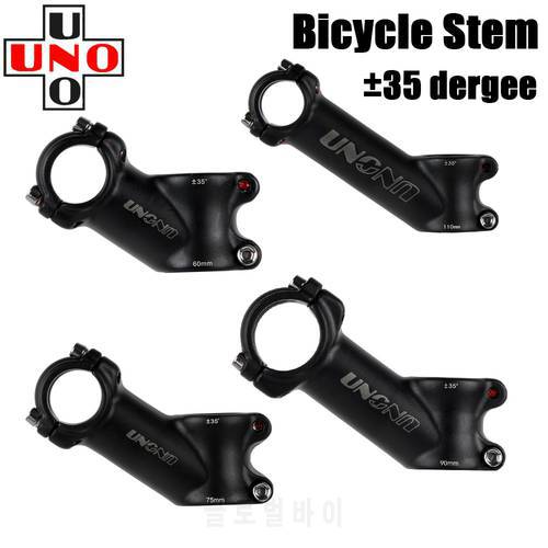 UNO Aluminum Alloy Bike Stem Riser 25.4/31.8mm 35 Degree Bicycle Handlebar Stem MTB Stems Cycling Equipment Parts Bike Potencia