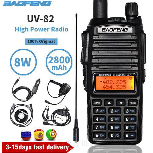 Real 5W/8W Baofeng UV-82 Walkie Talkie UV 82 Dual Band FM Transceiver UV82 Powerful Hunting Ham CB Radio Station 10KM Intercom