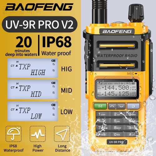 Baofeng UV-9R Pro V1 V2 Waterproof IP68 Upgrade Tri-power Ham CB Radio UHF VHF Long Range UV-9R PRO Two Way Radio Walkie Talkie