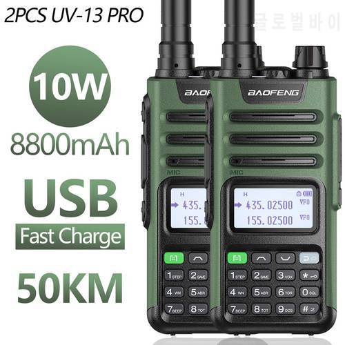 2PCS Baofeng Professional Walkie Talkie UV-13 PRO 10W Powerful 999 Channels VHF UHF Dual Band TWO Way Radio UV5R Enhanced UV13