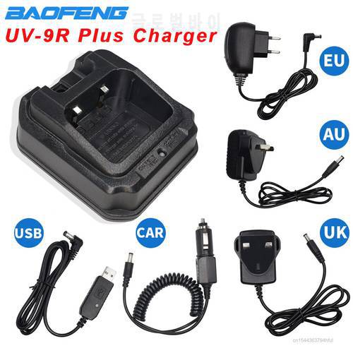 Baofeng UV-9R Plus EU/US/UK/USB/Car Battery Charger for Baofeng UV9R Plus Waterproof Walkie Talkie UV9RPlus Accessories Original