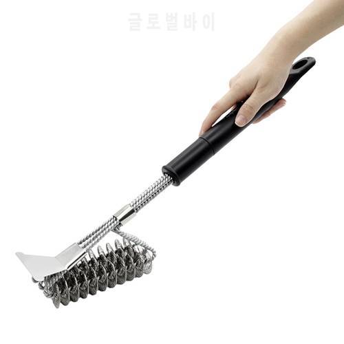 Grill Cleaning Brush With Scraper Stainless Steel BBQ Brush For Grill Heat-Resistant And Ergonomic Long Handle Safe & Efficient