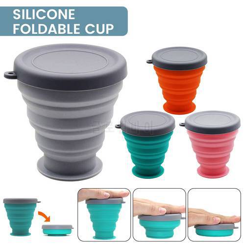 Silicone Collapsible Coffee Cup Folding Camping Cup with Lids Expandable Drinking Cup Reusable Food Grade Mugs Outdoor Cups