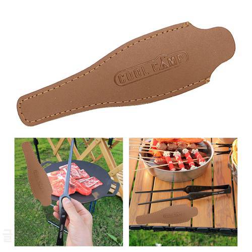 Portable Barbecue Tongs Leather Cover Storage Bag Reusable Ultralight Anti-Scalding Non-Slip Camping Tools Accessories Kitchen