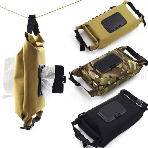 Outdoor Camping Wet Tissue Box Paper Canvas Dispenser Box Water Resistant Hanging Portable Tissue Bag for Hiking Backpacking