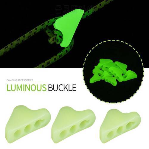 S/M 10Pcs Outdoor Luminous Fluorescent Rope Buckle Tent Triangle Buckle Alert Reminder Accidental Danger Tent Wind Rope Adjuster