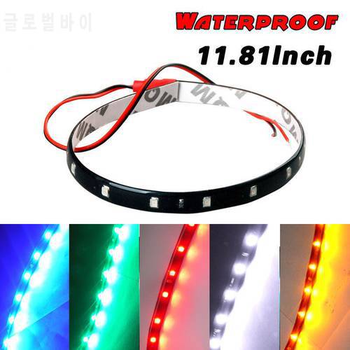White Yellow Red Blue Green 15 SMD 30CM 5050 LED Strip Light Flexible Car Decor Motor Truck Motorcycle Decoration