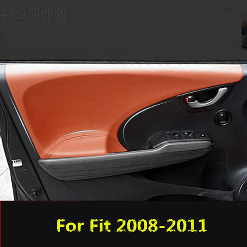 Microfibre Leather Modified Decoration Door Panel Armrest Cover For Honda Fit 2008 2009 2010 2011 Hatchback 4PCS/SET AB142