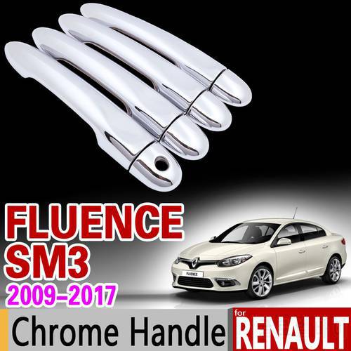 for Renault Fluence SM3 2009 - 2017 Chrome Handle Cover Trim Set 2010 2011 2012 2013 2014 2015 Accessories Stickers Car Styling