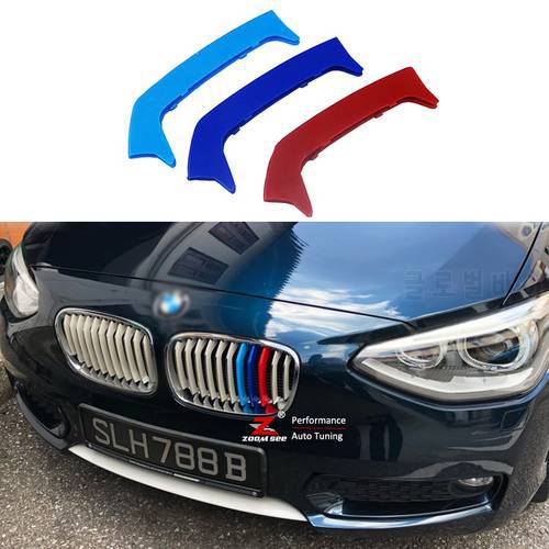Car Front Grill Motorsport M Color Strips For 2012-2014 BMW 1 series F20 F21 116i 118i 120i (11 grilles) Cover Cap Sticker