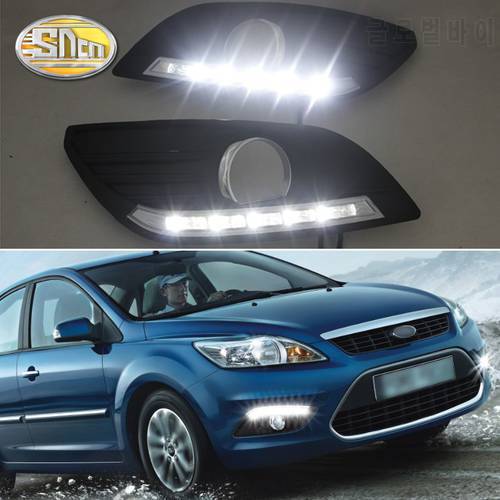 SNCN LED Daytime Running Light For Ford Focus 2 MK2 2009 2010 2011 Auto Dimming Relay Waterproof 12V DRL Fog Lamp Decoration