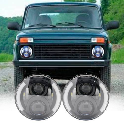 2X 7 Inch Round LED Headlights Projection Headlight Kit for Jeep Wrangler JK TJ LJ lada niva 4x4 suzuki samurai Hummer H1 H2