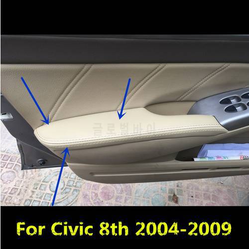 Interior Door Armrest Protective Microfibre Leather Cover For Honda Civic 8th 2004 05 06 07 08 2009 AB152