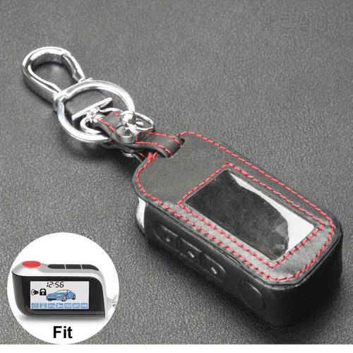 jingyuqin New A93 Leather Case For Starline A93 A63 Car alarm Remote Controller LCD Keychain Cover