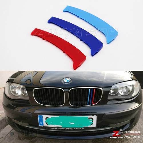 For 2003-2011 BMW 1 series E87 E81 E82 E88 116 118 120 130 135 M Sport Front Grille Trim Decoration Strips grill Cover Stickers