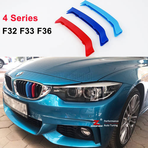 For 2014-2018 BMW 4 series F32 F33 F36 420i 425i 428i 430i 435i 440i 3D M motorsport Front Grille Strip grill Cover Stickers