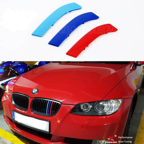 For 2006-2013 BMW E92 E93 320 325 330 335 M3 Coupe Convertible 3D color M Sport Front Grille Trim Strip grill Cover Stickers