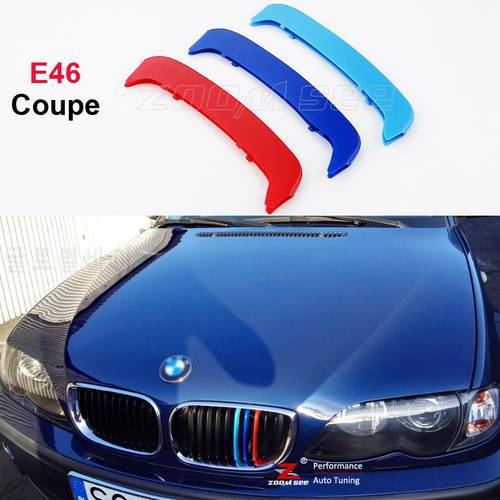 Car M Front Grille Trim Strips Sport grill Cover Stickers For BMW 3 series E46 Coupe Convertible 318ci 320ci 325ci 330ci 323ci