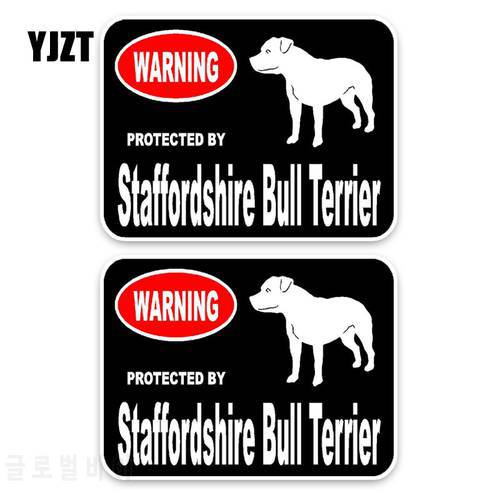YJZT 15*11.4CM 2X Staffordshire Bull Terrier Dog PVC High Quality Animal Car Sticker C1-4571