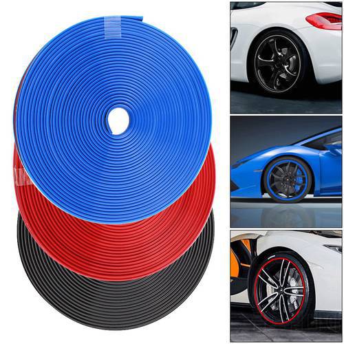 3 Colors 8M Durable PVC Protective Rubber Strip Anti Scraping Automobile Tires Suitable for 13 Inch-22 Inch Car Auto Tires