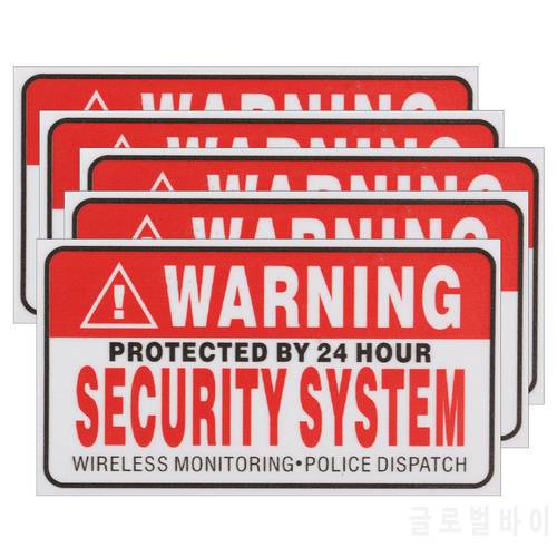 5Pcs/Set Warning Protected by 24 Hour Security System Stickers Saftey Alarm Signs Decal Warning Mark Business Waterproof